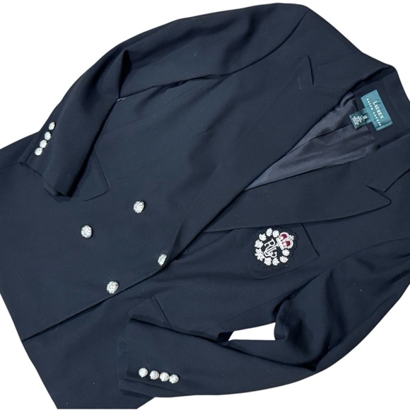 Vintage Ralph Lauren Black Wool Blazer with Large Crest Emblem Size 12 - Picture 2 of 6